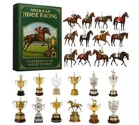 Christmas Advent Horse Racing,24 Days 2D Acrylic Decor - Countdown Calendar Racehorse Trophies | for Christmas Tree Wall Window Door Equestrian Enthusiasts Party Favors Stocking Stuffers Vacation