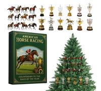 Christmas Advent Horse Racing,2D Acrylic Horse Decor 24 Days - Racehorse Trophies Tree Ornament Countdown Calendar - for Home Wall Window Door Car Party Favors Vacation Stocking Stuffers
