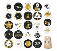 Christmas Advent Number Stickers - Christmas Countdown Calendar Sticker 1-24,Round Christmas Stickers for Packaging Labels Candy Bags