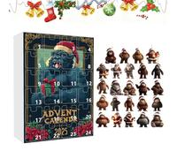 Christmas Advent Ornament 2025-2D Acrylic Seasonal Monkey Decoration, 24 Days Monkey Ornament Countdown Calendar | For Home Christmas Tree Car Rear View Mirror Window Door Adults Children Party
