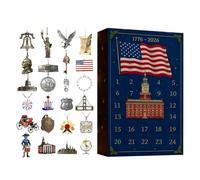 Christmas Advent Patriotic | 2D Acrylic Seasonal Decor 24 Days | Hangable Ornament Countdown Calendar | for Veterans Collectors Living Room Bedroom Study Office Wall Mantel Front Door Backyard