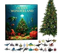 Christmas Advent Sea Animals | 24 Days Countdown Calendar 2D Acrylic Decor - Sea Creatures Pendant,for Adults Kids Home Vacation Tree Car Rear View Mirror Wall Window Door