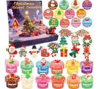 Christmas Advent Slime Set, 12 Slimes + 12 Xmas Charms, 24-Day Countdown Gift Box, DIY Sensory Toys for Kids, Stocking Stuffers & Party Favors, Slime Kit Xmas Gifts for Classroom Rewards,Ages 3+