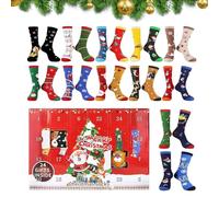 Christmas Advent Socks Calendar - 24 Day Countdown Gift Box with Funny Soft Cotton Socks | Holiday Surprise Calendar for Family, Friends, Men, Women, Teenagers, Adults, Friend