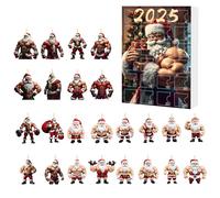 Christmas Advent Toy 2025,2D Muscles Santa Pendant Countdown Calendar for Child - Adorable Christmas Ornament - for Husband Wife Daughter Son Teens Women Friends Boys Men Youth Gift Idea