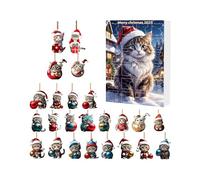 Christmas Advent Toy 2025 Countdown Calendar for 24 Days Cat Pendants | 2D Acrylic Holiday Calendar | Cute Christmas Ornament for Wife Sister Friend Girl Daughter