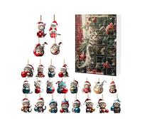Christmas Advent Toy - Festive Cat Pendant, Holiday Acrylic Calendar | Creative Countdown Display Design Feature, Handcrafted Decorative Hanging Ornament Product, Seasonal Gifting Celebration Home Off