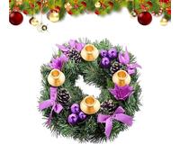 Christmas Advent Wreath Candle Holder, 2024 Christmas Candle Rings Wreaths, Faux Berries Ribbon Bows Candle Rings Wedding Centerpiece