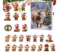 Christmas Advents Decoration 2025, 24 Countdown Calendar, 2D Acrylic Decoration, Festive Pendant, for Home, Tree, Wall, Door, Window, Holiday and Party