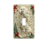 Christmas Afghan Hound Dog Decorative Light Switch Cover Plate 1 Gang Single Toggle, Fun Xmas Luxury Switchcover Switchplate, Pet Electrical Faceplate for Kitchen Living Room