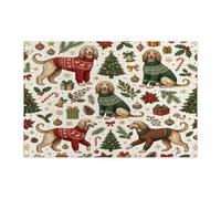 Christmas Afghan Hound Dog Jigsaw Puzzles for Adults 1000 Pieces, Festive Tree Hollies Puzzles, Xmas Decorations for Family Entertainment Party Gift