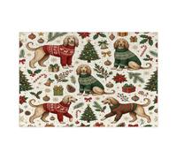 Christmas Afghan Hound Dog Jigsaw Puzzles for Adults 300 Pieces, Festive Tree Hollies Puzzles, Xmas Decorations for Family Entertainment Party Gift