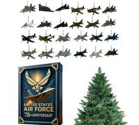 Christmas Aircraft Advent | 2D Acrylic 18cm Ornaments Decor | 24 Days Air Force 78th Anniversaries Tree Ornament | For Aviation Enthusiasts Collectors Homeowners Living Room Mantle Classroom Office