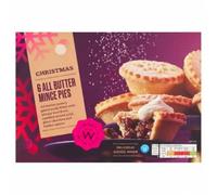 Christmas All Butter Mince Pies, Traditional Festive Pastries with Mixed Vine Fruits, Candied Peel and Glacé Cherries, Vegetarian, Pieces of 6