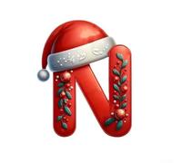 Christmas Alphabet Ornaments Personalised Letter Decorations Red Acrylic A-Z Pendants with Hanging Loops for Tree Wreaths Garland Table Settings Family Craft DIY 8cm(N)