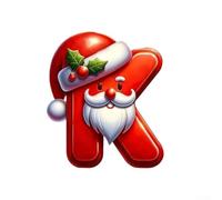 Christmas Alphabet Ornaments Personalised Letter Decorations Red Acrylic A-Z Pendants with Hanging Loops for Tree Wreaths Garland Table Settings Family Craft DIY 8cm(K)