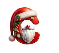 Christmas Alphabet Ornaments Personalised Letter Decorations Red Acrylic A-Z Pendants with Hanging Loops for Tree Wreaths Garland Table Settings Family Craft DIY 8cm(C)