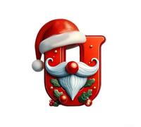 Christmas Alphabet Ornaments Personalised Letter Decorations Red Acrylic A-Z Pendants with Hanging Loops for Tree Wreaths Garland Table Settings Family Craft DIY 8cm(U)