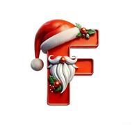 Christmas Alphabet Ornaments Personalised Letter Decorations Red Acrylic A-Z Pendants with Hanging Loops for Tree Wreaths Garland Table Settings Family Craft DIY 8cm(F)