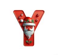 Christmas Alphabet Ornaments Personalised Letter Decorations Red Acrylic A-Z Pendants with Hanging Loops for Tree Wreaths Garland Table Settings Family Craft DIY 8cm(Y)