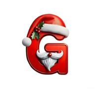 Christmas Alphabet Ornaments Personalised Letter Decorations Red Acrylic A-Z Pendants with Hanging Loops for Tree Wreaths Garland Table Settings Family Craft DIY 8cm(G)