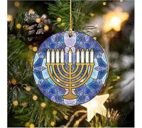 Christmas and Hanukkah Personalized Acrylic Ornament, Hanging Decorations for Christmas Tree and Chanukah, Keepsake Gift (Menorah)