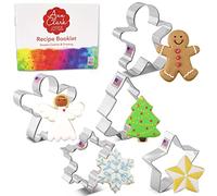 Christmas and Holiday Cookie Cutters 5-Pc Set Made in USA by Ann Clark, Gingerbread Man, Christmas Tree, Star, Snowflake, Angel