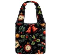 Christmas and New Year's Decorations Canvas Tote Bag, Medium Book Tote Reusable Cloth Bag for Women Teachers Nurse