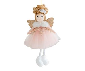 Christmas Angel Doll Pendant - Holiday Tree Hanging Ornament, Cute Fabric Decoration | Fabric Angel Figure for Christmas Tree Living Room Bedroom Display with White Grey Colorful Design