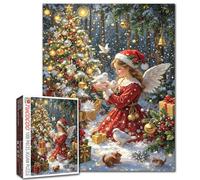 Christmas Angel Doves Jigsaw Puzzle 1000 Pieces for Adults Students 20×27 Inches Forest Snow Scene Xmas Tree Gift Boxes Peaceful Winter Animals Birds Cozy Relaxing Indoor Challenge Fun Family Activity