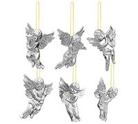 Christmas Angel Hanging Ornaments - 6 Pieces Christmas Tree Pendants Little Angel, Angel Tree Ornaments, Pendant and Christmas Angel Silver/Gold
