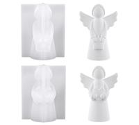 Christmas Angel Mold Silicone, 2PCS 3D Winged Ornament Mold for Resin Casting, Present Making Supplies for Holiday Decor, Wedding Favors