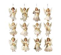 Christmas Angel Ornaments, 12-Piece Victorian Style Wooden Angel Decor Set for Home, Window, Xmas Tree Holiday Party Festival Decorations (set A)