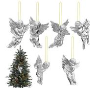 Christmas Angel Ornaments - 6-Piece Gold Silver Acrylic Pendants | Little Doll Tree Decorations | Holiday Home Bedroom Decor | Versatile Hanging Ornaments Adding Festive Charm to Seasonal