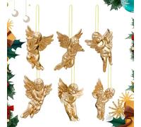 Christmas Angel Ornaments - 6-Piece Gold Silver Acrylic Pendants | Little Doll Tree Decorations | Holiday Home Bedroom Decor | Versatile Hanging Ornaments Adding Festive Charm to Seasonal