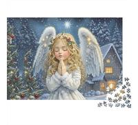Christmas Angel Prayer 1000 Piece Jigsaw Puzzle Colourful Angels in Snow Mountains Wall Decor Educational Game for Adults 38x26cm/1000pcs