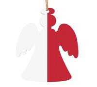 Christmas Angel Shape Pendant Wooden 6 PCS â€“ Fashion Flag of Malta Print Decorations for Tree, Doors, Windows, Table