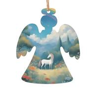 Christmas Angel Shape Wood Ornaments â€“ Fashion Unicorns in The Distance Patterns Tree Toppers and Festival Home Accents