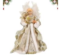 Christmas Angel Topper - White Feather Wings Decorative Tree Topper for Christmas