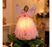 Christmas Angel Tree Topper, Angel Tree Top Figurine Xmas Tree Fairy Topper Light Up Treetop Pendant With Wings for Christmas Tree Home Party Decor