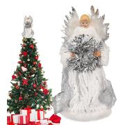 Christmas Angel Tree Topper, Angel Tree Topper, Christmas Tree Decoration, Delicate, Elegant Tree Topper Christmas Decorations with White Feather Wings for Parties