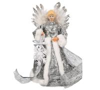 Christmas Angel Tree Topper, Christmas Tree Topper Angel, Angel Treetop Figure, Elegant Delicate Christmas Angel Decorations with White Feather Wings for Indoor Holidays