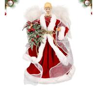Christmas Angel Tree Topper | Handmade Angelsell Ornament - Elegant Trees Topper Decorations with White Feather Wings, Holiday Mass Trree Decoration for Home