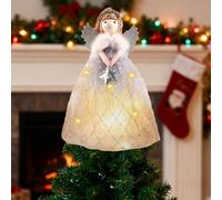 Christmas Angel Tree Topper, Light Up Angel Treetop Figurine Xmas Fairy Ornaments Christmas Tree Decorations for Xmas Holiday Ornament Decor