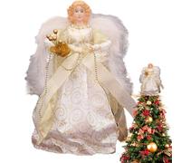Christmas Angel Tree Topper - Standing Angel with White Feather Wings - 7.08in Christmas Tree Topper