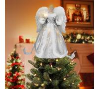 Christmas Angel Tree Toppers, 29x30cm White Angel Treetop, Light Up Fairy Treetop Pendant