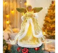 Christmas Angel Treetop Figurine, 12.6 Inch LED Colored Lights Christmas Tree Topper, Angel Tree Topper Lighted for Decorations, Party Favors (Golden Angel)