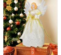 Christmas Angel Treetop Figurine, 12.6 Inch LED Colored Lights Christmas Tree Topper, Angel Tree Topper Lighted for Decorations, Party Favors (White Angel)