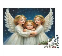 Christmas Angel Trio 1000 Piece Jigsaw Puzzle Colourful Multi-Winged Angels Home Decor Stress Relief Puzzle for Adults Challenging Game 52x38cm/1000pcs