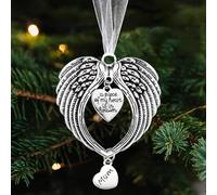 Christmas Angel Wings Memorial Ornaments ”a piece of my heart is in heaven” Angel Wing Pendants Christmas Tree Hanging Ornaments Xmas Party Decorations (Mum)